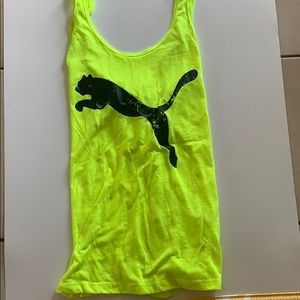 Neon yellow twisted racerback puma tank